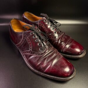 VTG Johnston &‎ Murphy Leather Saddle Burgundy Wingtip Oxford Dress Shoes 10